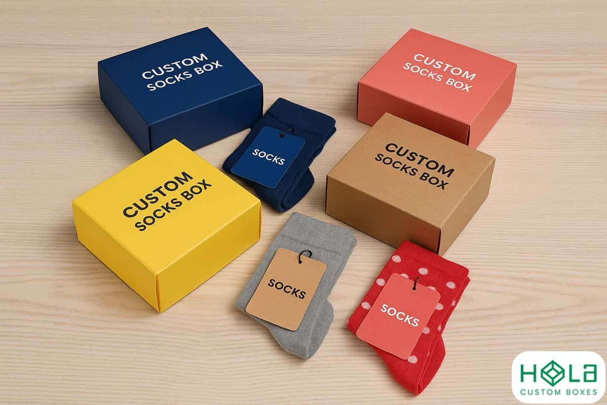 custom socks boxes and hang tags